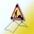 Portable safety signs, portable warning signs, temporary warning signs, mobile warning signals, solar portable warning signs, solar portable flashing signs