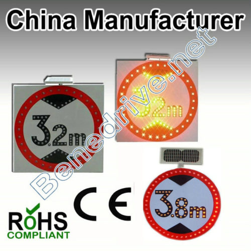 Benedrive Solar traffic signs, solar height limited warning signs